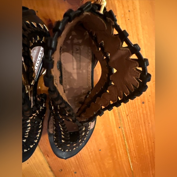 Alaia black leather gladiator sandals with gold studs size 7 - Picture 9 of 12